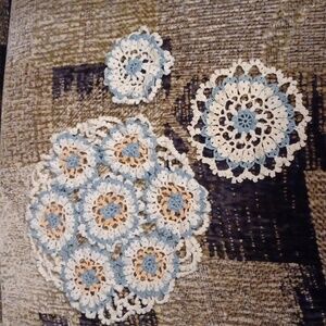 4/$80 Hand-Crochet Floral Doilies In Blue, White & Peach - Set Of 3